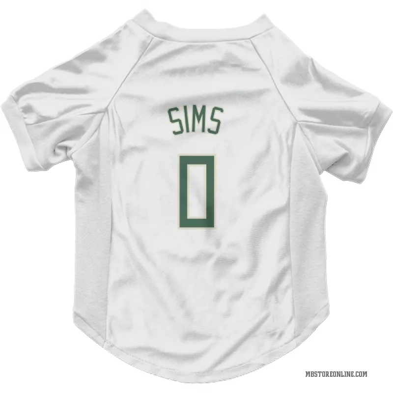 Jericho Sims  White Milwaukee Bucks  Cat & Dog Pet Jersey