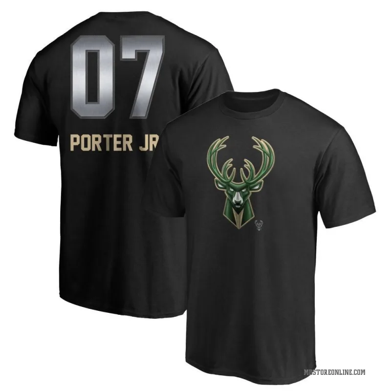 Kevin Porter Jr. Men's Black Milwaukee Bucks Midnight Mascot T-Shirt