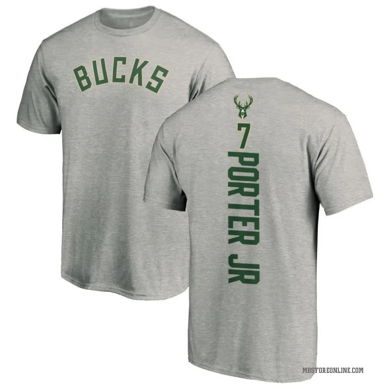 Kevin Porter Jr. Men's Milwaukee Bucks Ash Backer T-Shirt