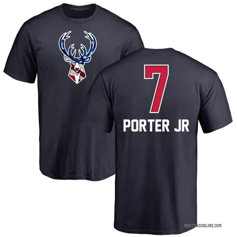Kevin Porter Jr. Youth Navy Milwaukee Bucks Name and Number Banner Wave T-Shirt