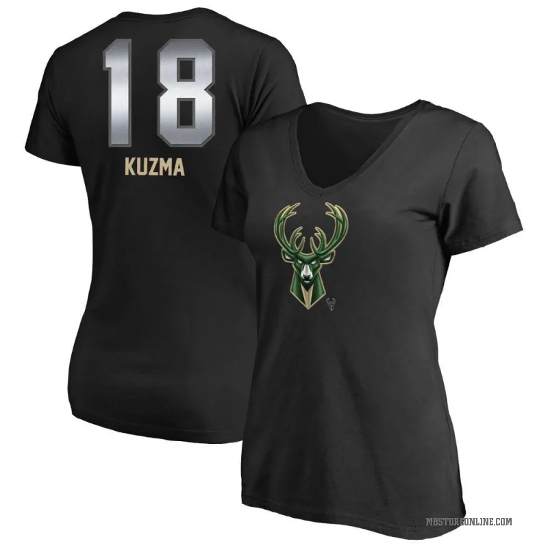 Kyle Kuzma Women's Black Milwaukee Bucks Midnight Mascot T-Shirt