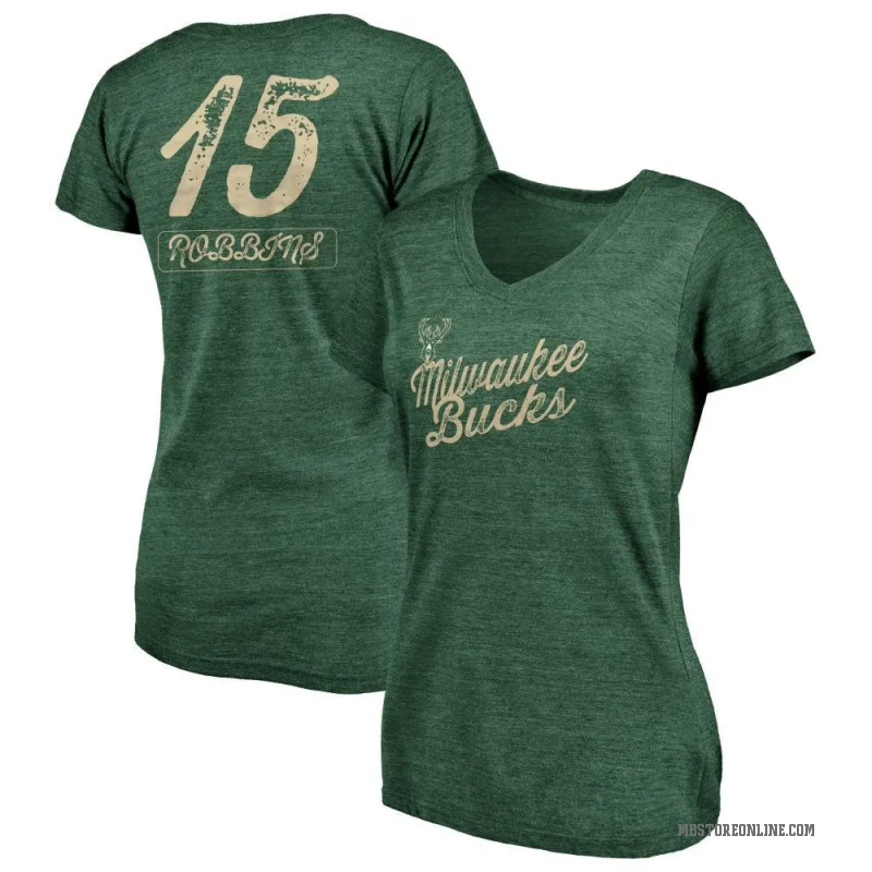 Liam Robbins Women's Green Milwaukee Bucks Sideline V-Neck T-Shirt
